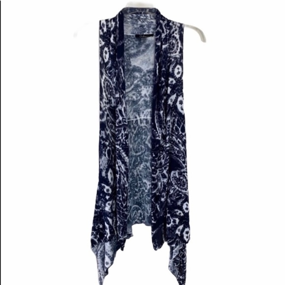 Floral Long Vest Patterned Black Size M - Picture 2 of 8